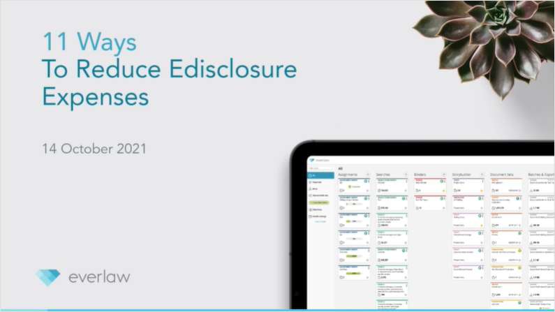 Review-related spending in eDisclosure is projected to nearly double over the next five years. Discover techniques you can deploy now to reduce your expenses by over 33%.