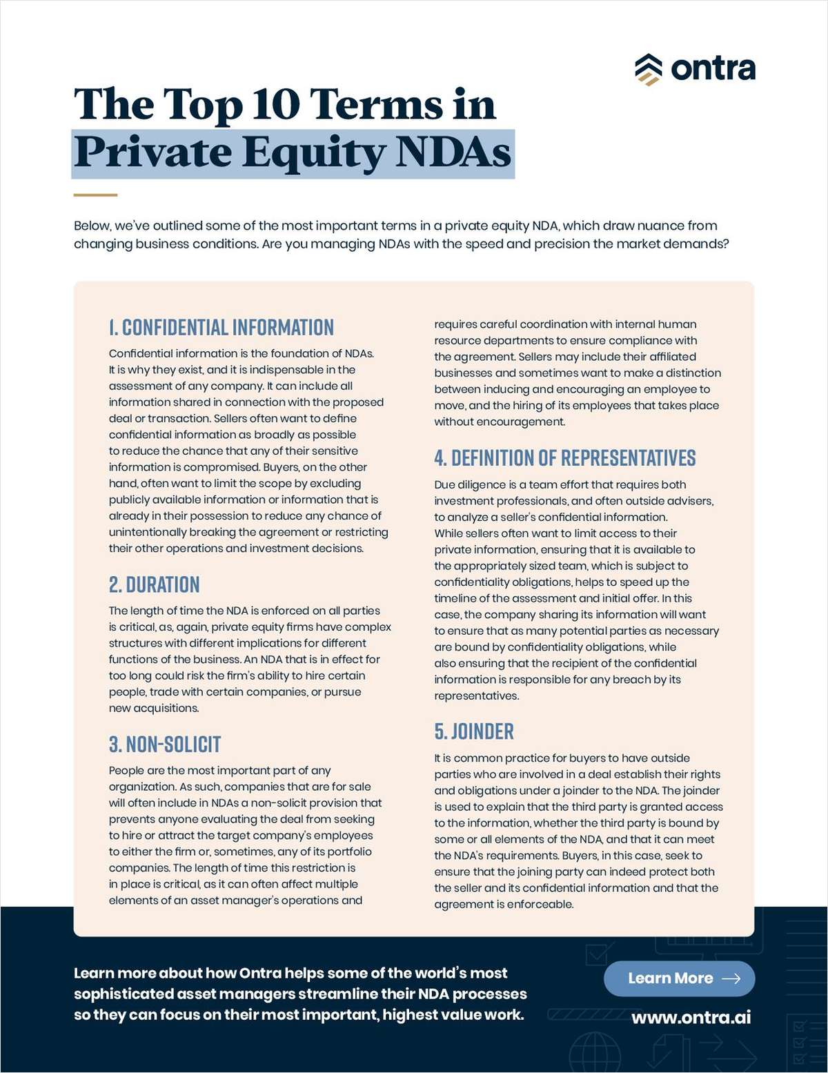 Are you managing NDAs with the speed and precision the market demands? Download this guide to learn about the most important terms in private equity NDA to help streamline your workflows.