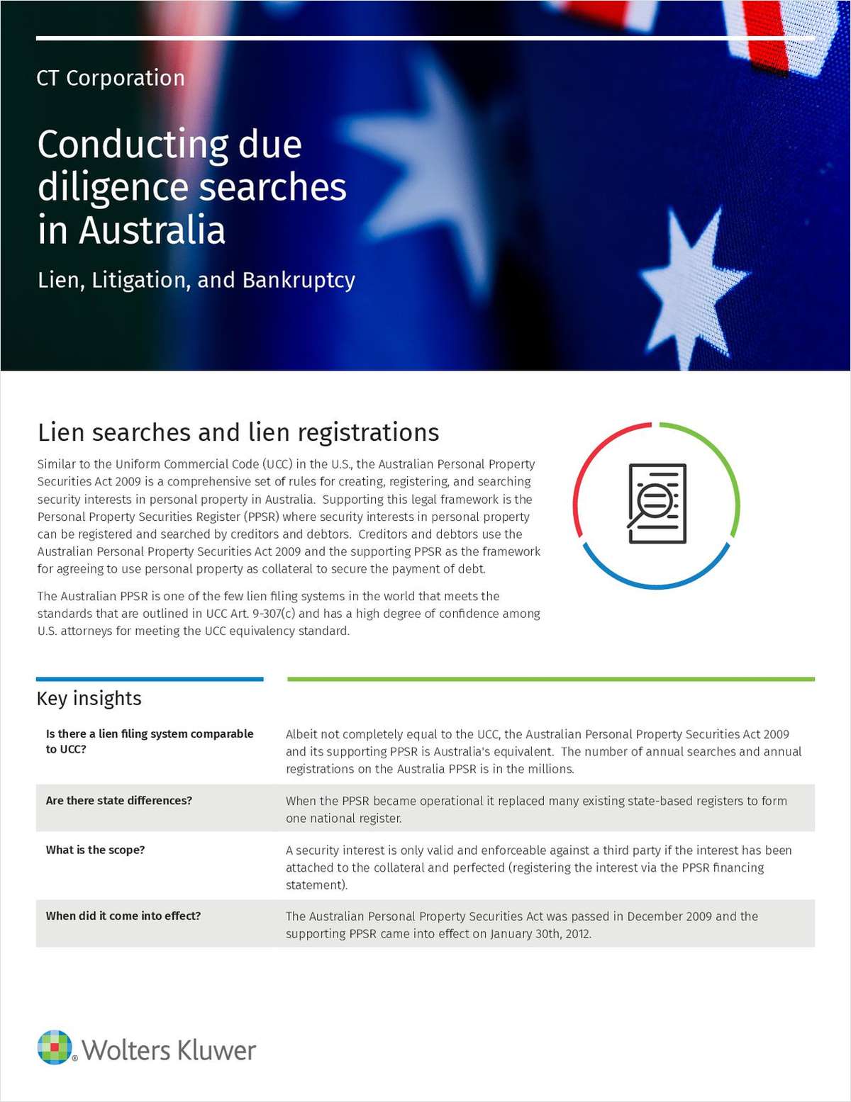 U.S. attorneys need to have a basic understanding of Australia’s legal system to effectively identify and understand risks as they assist clients with legal work. Download this guide to learn key insights into conducting due diligence searches in Australia.