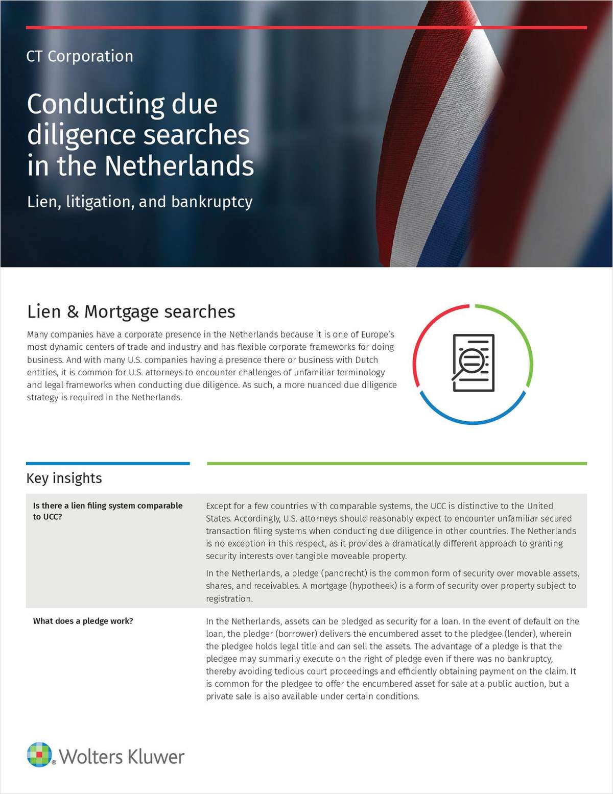 This guide offers insights for lawyers conducting due diligence searches in the Netherlands. Download it now to learn about lien, litigation, and bankruptcy searches in this country.